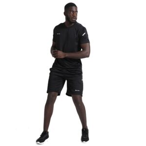 BUYJYA Men's Workout Clothes Athletic Shorts Shirt Set 3 Pack for Basketball Football Exercise Training Running Gym