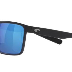 Costa Del Mar Mens Rincon Fishing and Watersports Rectangular Sunglasses, Black/Polarized Blue Mirrored 580G, 63 mm