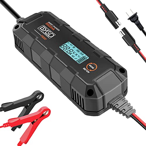 Portable Car Battery Charger Automotive 6V 12V Battery Charger Maintainer Fast Car Charger Smart Battery Chargers with LCD Display Trickle Charger for Car