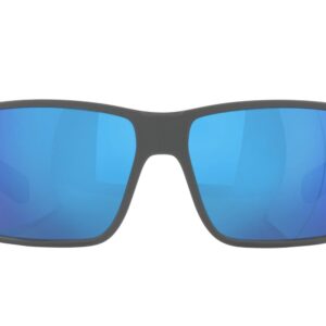 Costa Del Mar Mens Reefton Pro Rectangular Sunglasses, Grey/Polarized Blue Mirrored 580G, 63 mm