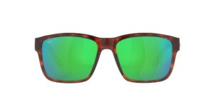 costa del mar mens paunch square sunglasses, tortoise/polarized green mirrored 580p, 57 mm