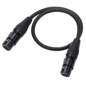 NANYI 2pcs XLR Female to Female Splitter Microphone Cable XLR to XLR Patch Cables, 3-Pin XLR Female to Female mic Cable DMX Cable Patch Cords with Oxygen-Free Copper, 1.6Feet/0.5Meter