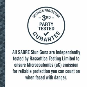 SABRE Pepper Spray And 2-in-1 Stun Gun and Flashlight, 25 Bursts of Max Strength OC Spray, Intuitive Finger Grip, 0.54 fl oz, Painful 1.160 µC Charge, 120 Lumens, Rechargeable, Safety Switch, Holster