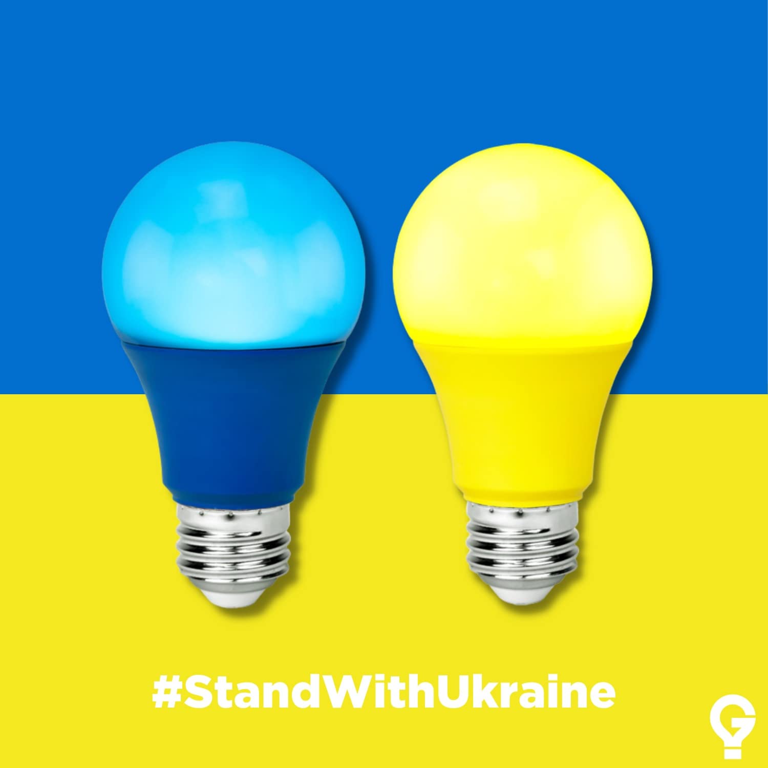 GoodBulb 9-Watt Blue and Yellow LED Light Bulbs | 60-Watt Equivalent | A19 Shape E26 Base | Stand with Ukraine | Perfect for Exterior fixtures | Non-dimming (2 Bulbs)