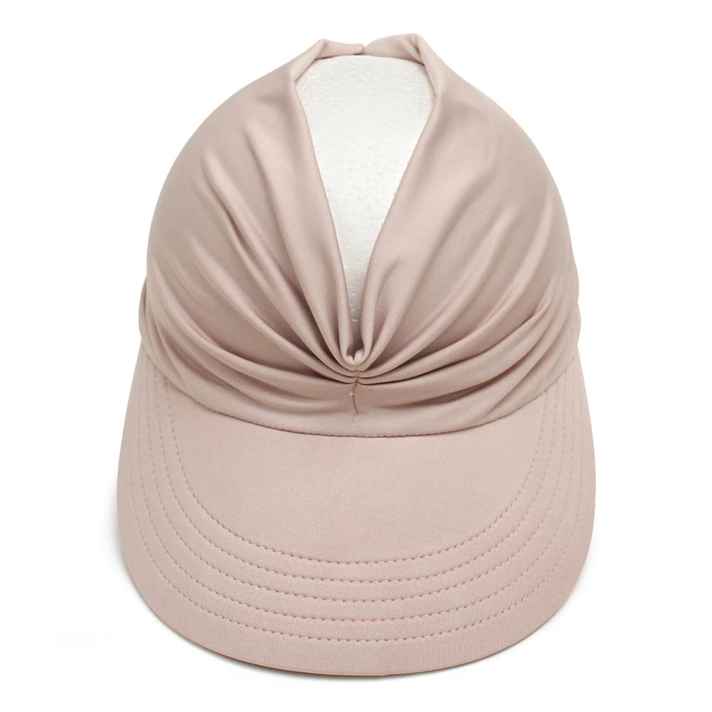 Sun Hat Women Sun Beach Visor Cap UV Protection with Wide Brim for Sports Beach Golf Hiking (Beige/Pink)