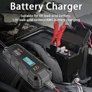 Portable Car Battery Charger Automotive 6V 12V Battery Charger Maintainer Fast Car Charger Smart Battery Chargers with LCD Display Trickle Charger for Car