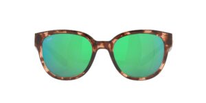 costa del mar womens salina rectangular sunglasses, coral tortoise/polarized green mirrored 580g, 53 mm