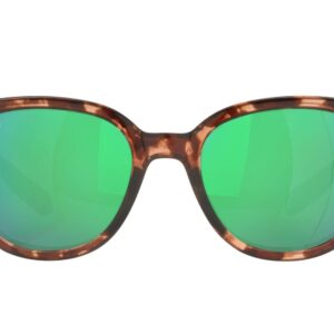 Costa Del Mar Womens Salina Rectangular Sunglasses, Coral Tortoise/Polarized Green Mirrored 580G, 53 mm