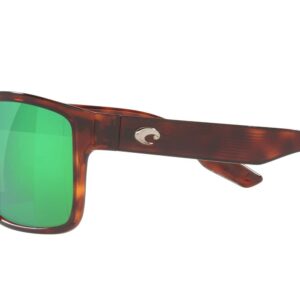 Costa Del Mar Mens Paunch Square Sunglasses, Tortoise/Polarized Green Mirrored 580P, 57 mm