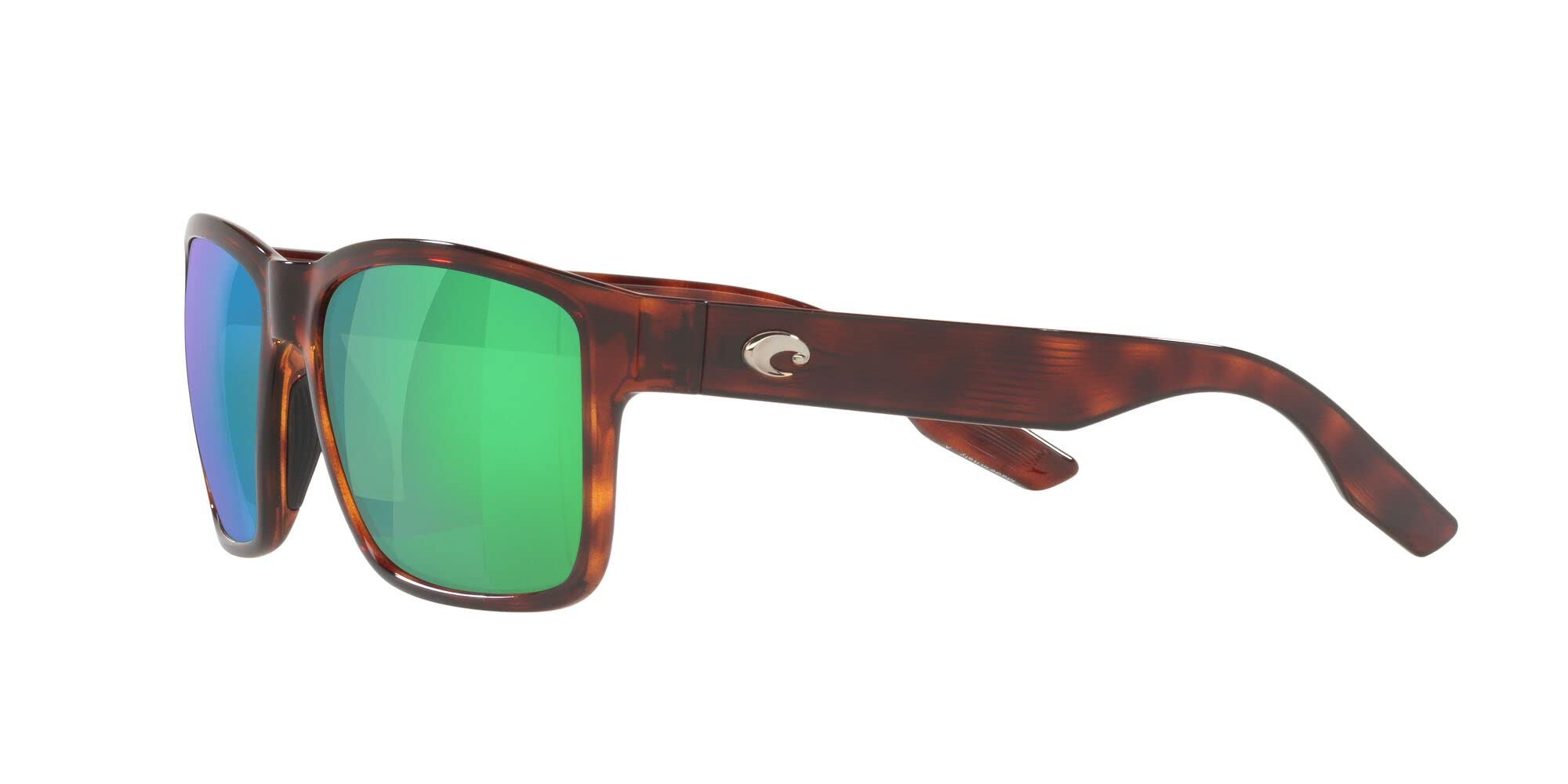 Costa Del Mar Mens Paunch Square Sunglasses, Tortoise/Polarized Green Mirrored 580P, 57 mm