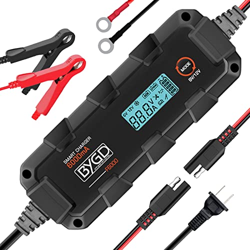 Portable Car Battery Charger Automotive 6V 12V Battery Charger Maintainer Fast Car Charger Smart Battery Chargers with LCD Display Trickle Charger for Car