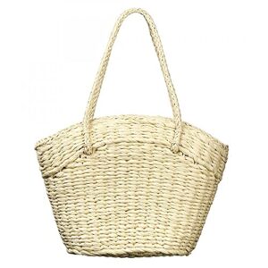 tassel straw beach bag weave shoulder bag summer tote handbags woven top handle shoulder bag for women girls holiday travel (beige)