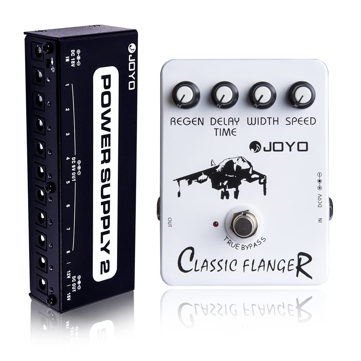 JOYO JF-07 Classic Flanger Pedal Bundle with JP-02 DC 9V 18V Pedal Power Supply