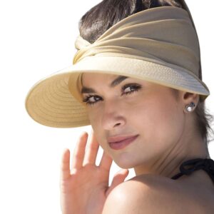 Sun Hat Women Sun Beach Visor Cap UV Protection with Wide Brim for Sports Beach Golf Hiking (Beige/Pink)