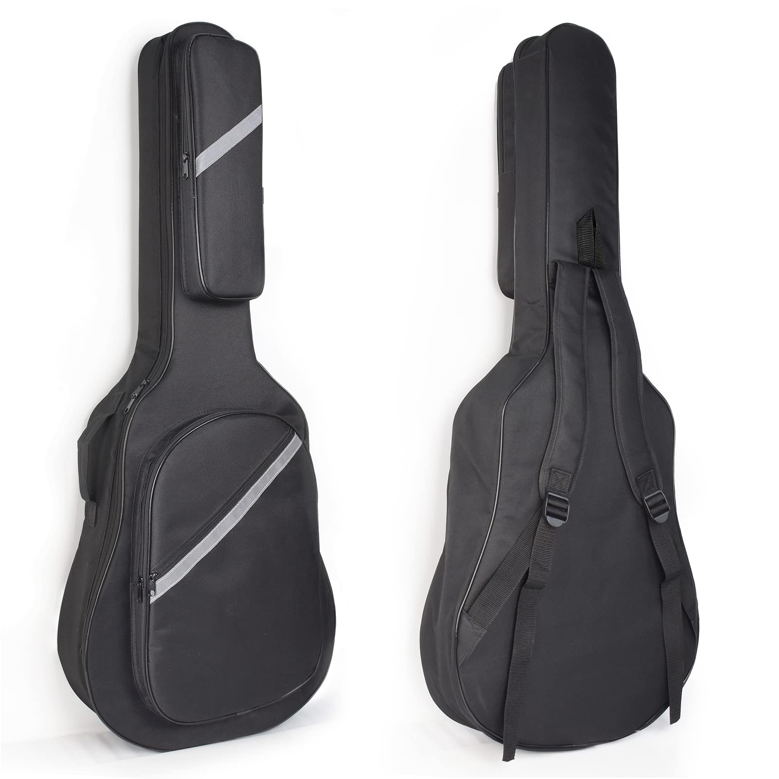 Youeon 41 Inch Acoustic Guitar Bag, Acoustic Guitar Case 2 Pockets 0.5 Inch Thick Padded Sponge 600D Ripstop Padded Waterproof Gig Bag with Adjustable Shoulder Strap and Hanger Loop, Black