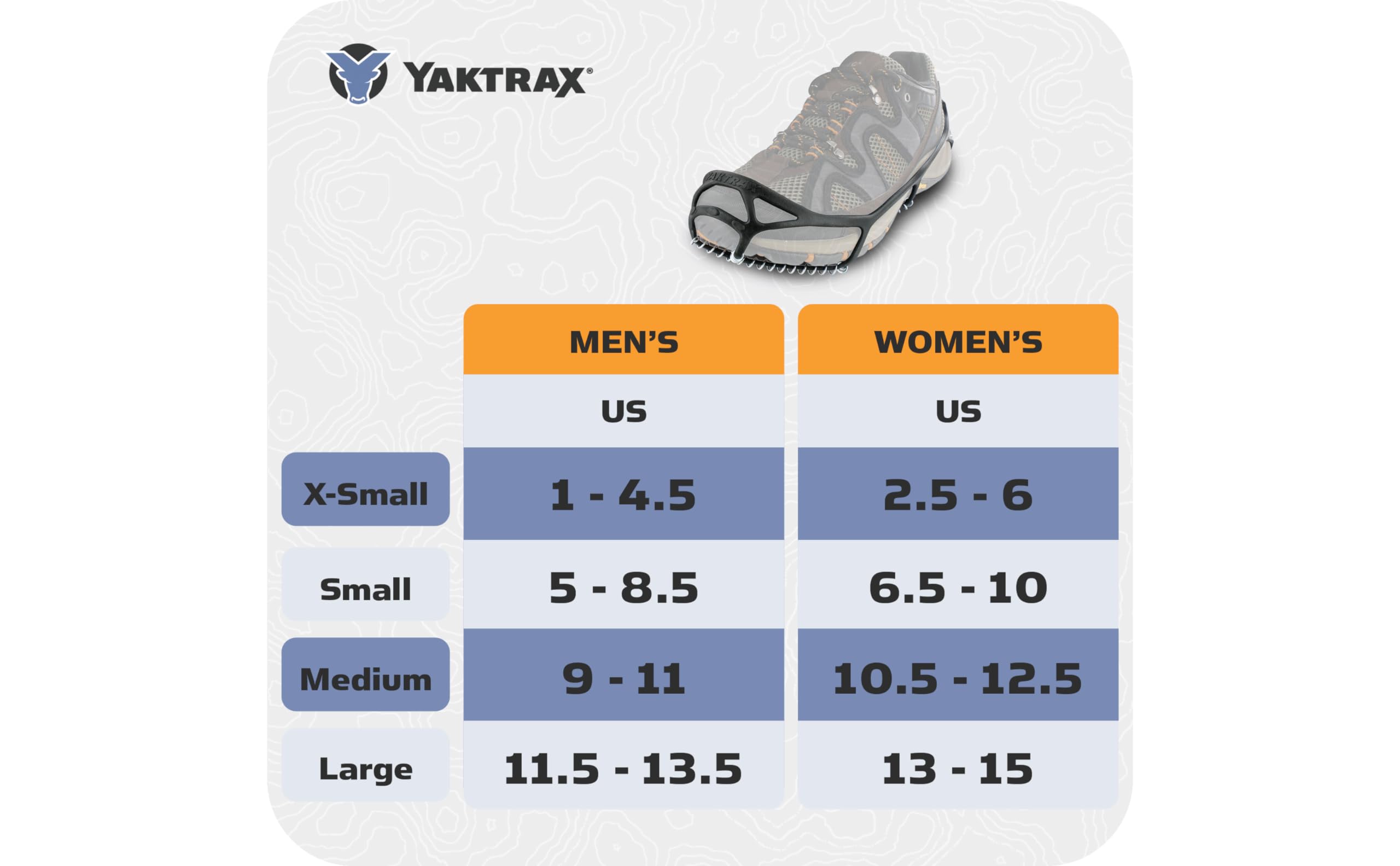 Yaktrax Hiking and Walking Traction Cleats for Snow, Ice, and Rock (Medium/Large)