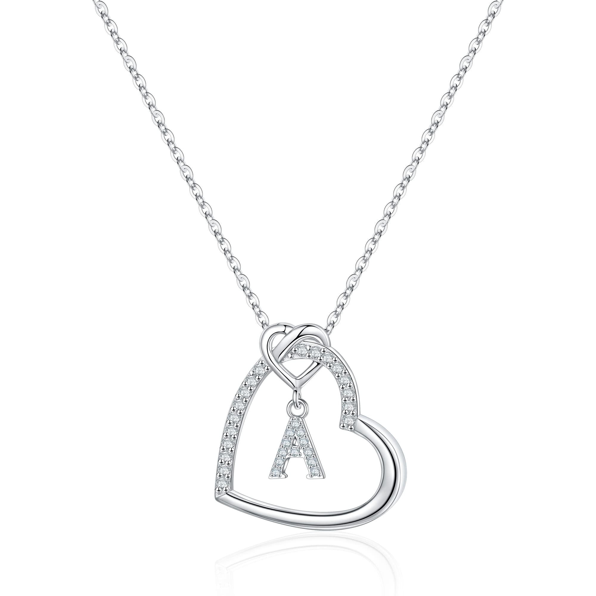 IEFRICH Initial Necklaces for Women - Girls Gifts Heart Necklace Sterling Silver Necklace Initial Necklaces for Women Necklaces for Girls Jewelry for Teen Girl Gifts Initial Necklace-A