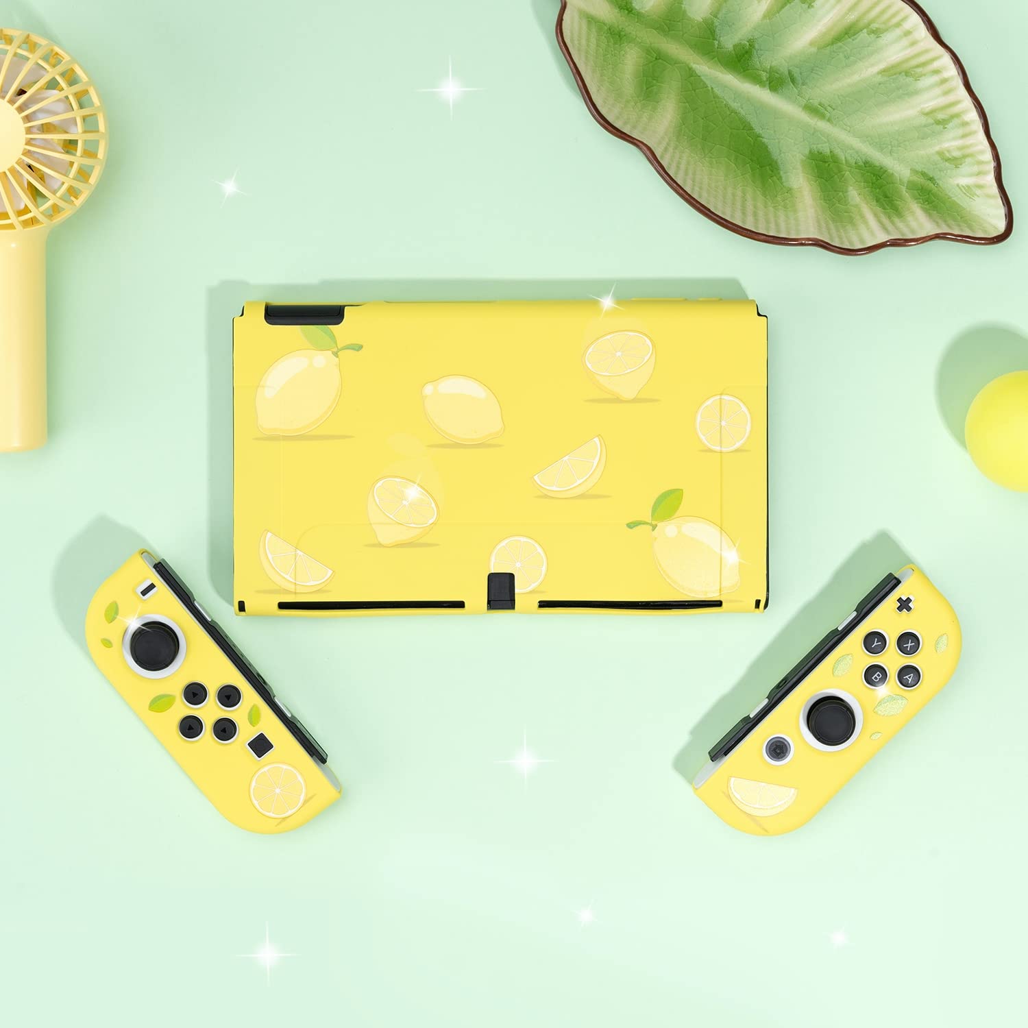 BelugaDesign Lemon Switch OLED Case | Dockable Fruit Soft Pastel Cute Snap on Cover for Girls Women Crossing | Compatible with Nintendo Switch OLED Console Joycons (Switch OLED, Yellow)