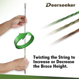 Deerseeker Archery Bowstring Set with 2 Nocking Points Dacron Recurve Bow String Replacement 12, 14, 16 Strands for Traditional Longbow Bow Shooting 48-70 inches