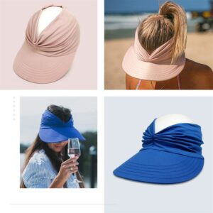 Sun Hat Women Sun Beach Visor Cap UV Protection with Wide Brim for Sports Beach Golf Hiking (Beige/Pink)