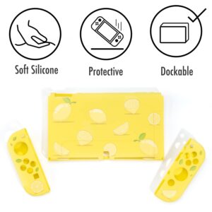 BelugaDesign Lemon Switch OLED Case | Dockable Fruit Soft Pastel Cute Snap on Cover for Girls Women Crossing | Compatible with Nintendo Switch OLED Console Joycons (Switch OLED, Yellow)