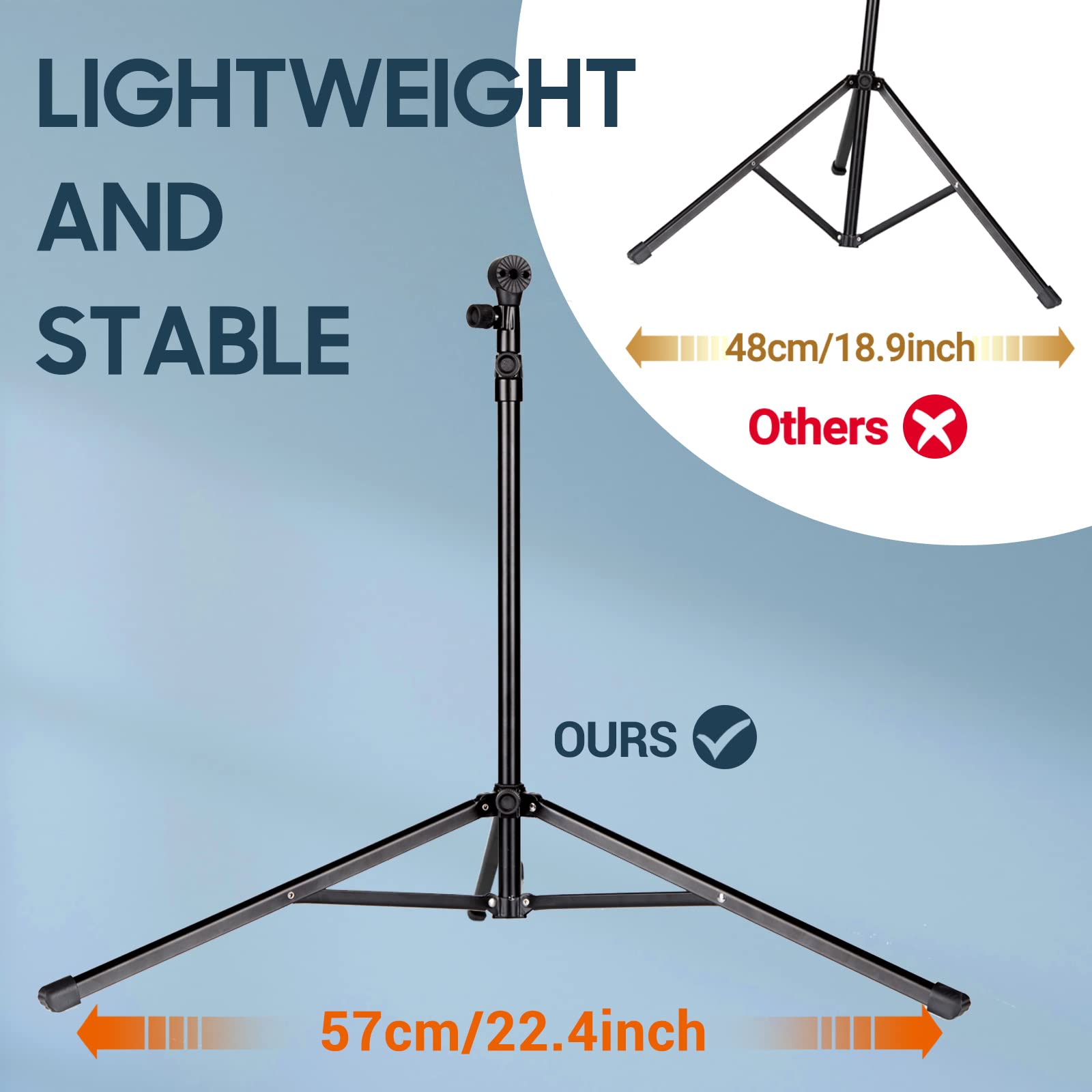 CAHAYA Dual-Use Reinforced Folding Sheet Music Stand with Stand Light & Desktop Book Stand Lightweight Portable Adjustable with Carrying Bag Including Music Sheet Clip Holder