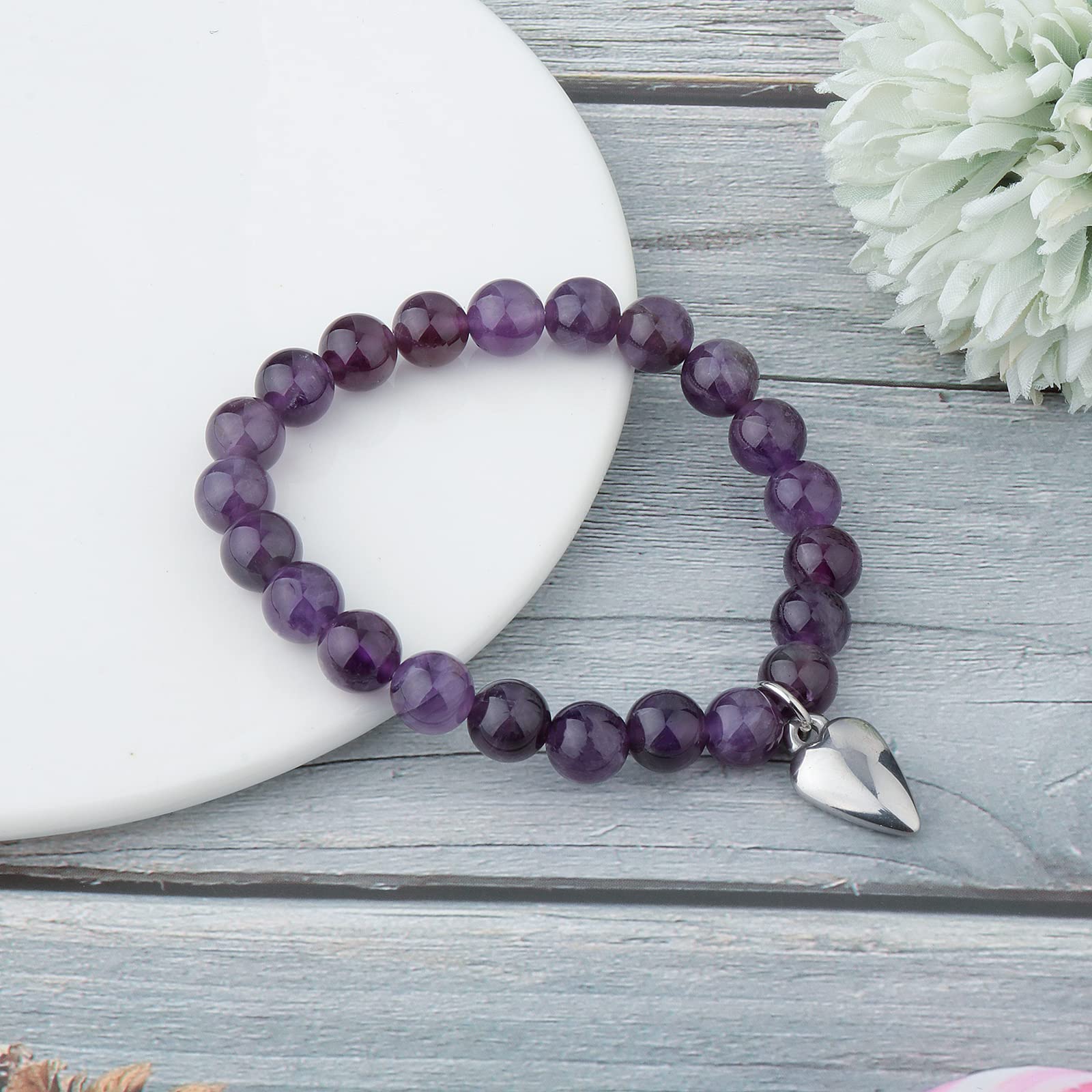 Haoze Sympathy Gift for Loss of Mom, Remembrance Bracelet Sympathy Memorial Gifts for Loss of Mom Mother Father Pet Grief Jewelry Bereavement Condolence Gifts(Purple Amethyst)