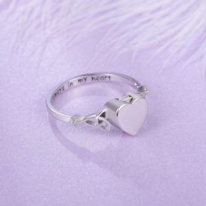 Silver Cremation Ashes Urn Ring for Women Always in my heart S925 Sterling Heart Shape Memorial Keepsake Jewelry