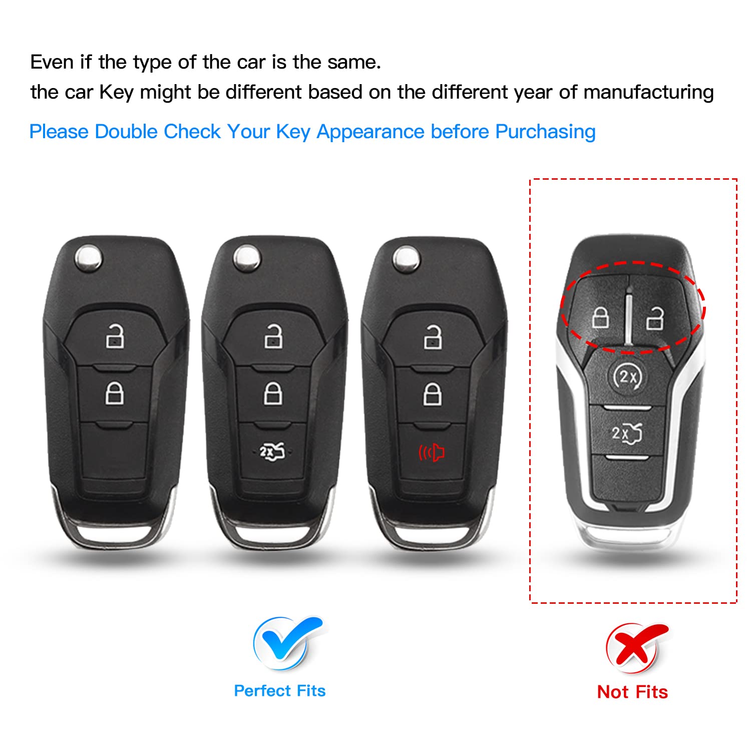 QBUC for Ford Key fob Cover,TPU Key Case Protector Compatible with 2015 2016 2017 2018 2019 Ford F150 F250,Focus 3 Escort Kuga Everest Fiesta Mustang Edge MKV Fusion 2016 Ranger flip Remote Key,Blue