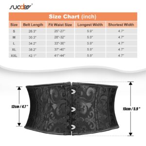 SUOSDEY Jacquard Corset Belt for Women Underbust Boned Lace Up Bustier Waspie Belt Renaissance Steampunk Pirate Corset