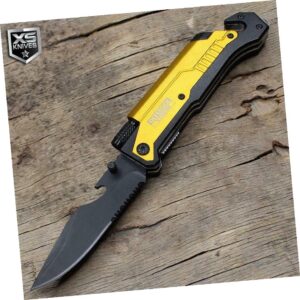 multi tool led open folding pocket knife survival yellow outdoor survival hunting knife by survival steel