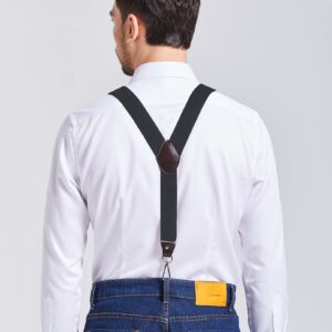 Men's Suspenders with Swivel Hooks and Elastic Straps Y-back, for Heavy Duty, Big and Tall (Black)