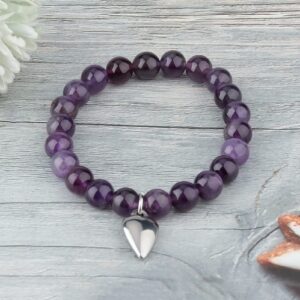 Haoze Sympathy Gift for Loss of Mom, Remembrance Bracelet Sympathy Memorial Gifts for Loss of Mom Mother Father Pet Grief Jewelry Bereavement Condolence Gifts(Purple Amethyst)