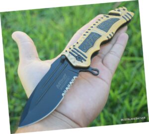 mtech tactical rescue stainless steel open folding pocket knife with clip outdoor survival hunting knife by survival steel