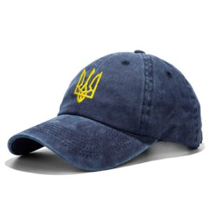 Retro Ukraine Hat Vintage Cotton Baseball Caps Navy