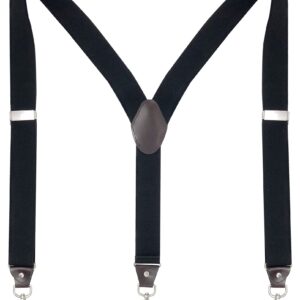 Men's Suspenders with Swivel Hooks and Elastic Straps Y-back, for Heavy Duty, Big and Tall (Black)