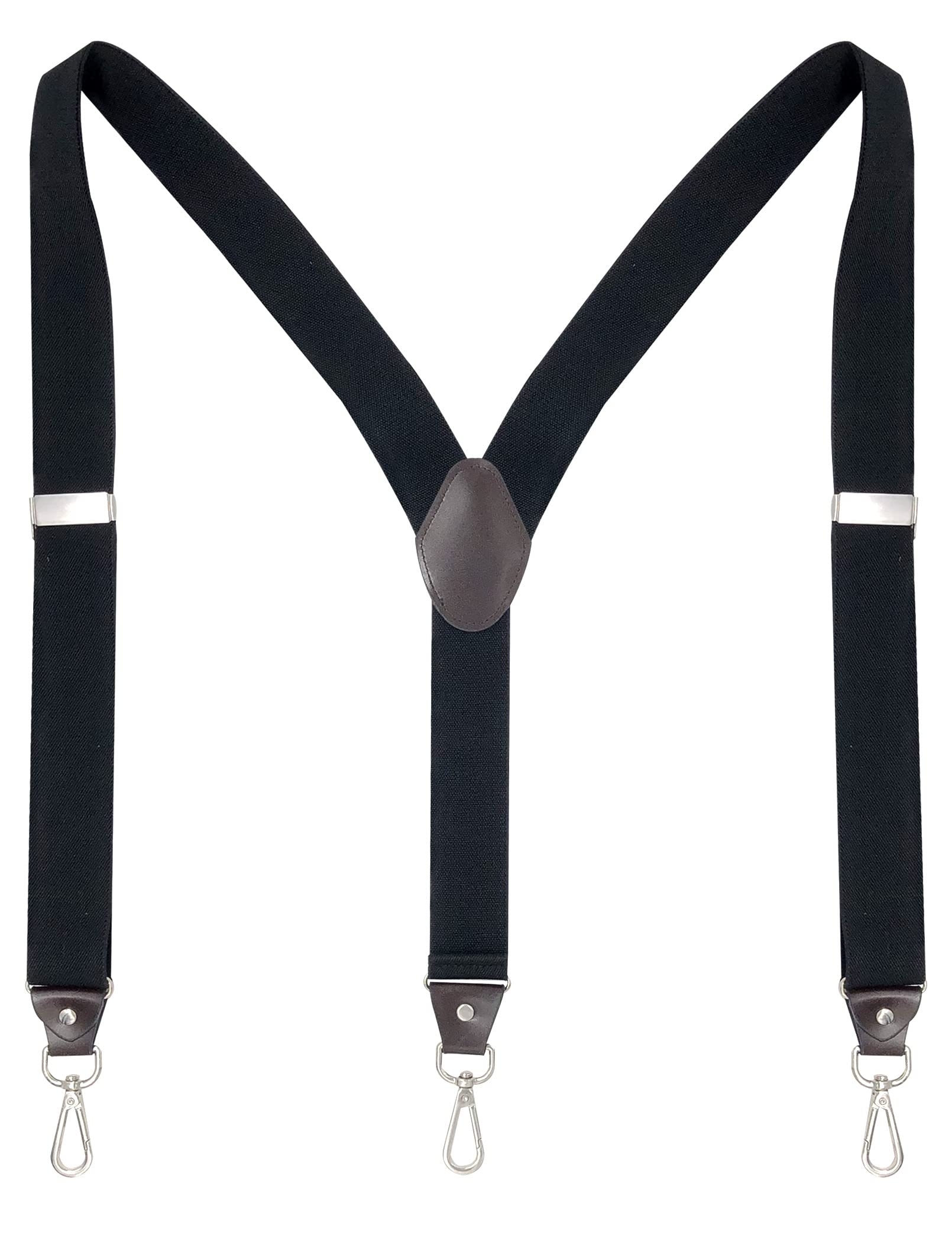 Men's Suspenders with Swivel Hooks and Elastic Straps Y-back, for Heavy Duty, Big and Tall (Black)