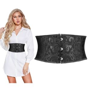 suosdey jacquard corset belt for women underbust boned lace up bustier waspie belt renaissance steampunk pirate corset