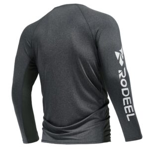 Rodeel Men's Running Fishing Shirt UPF 50+ Outdoor Athletic Performance Long Sleeve T-Shirt Grey