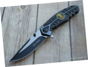 8 inch police stainless steel open folding pocket knife with clip outdoor survival hunting knife by survival steel