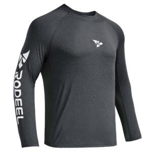 rodeel men's running fishing shirt upf 50+ outdoor athletic performance long sleeve t-shirt grey