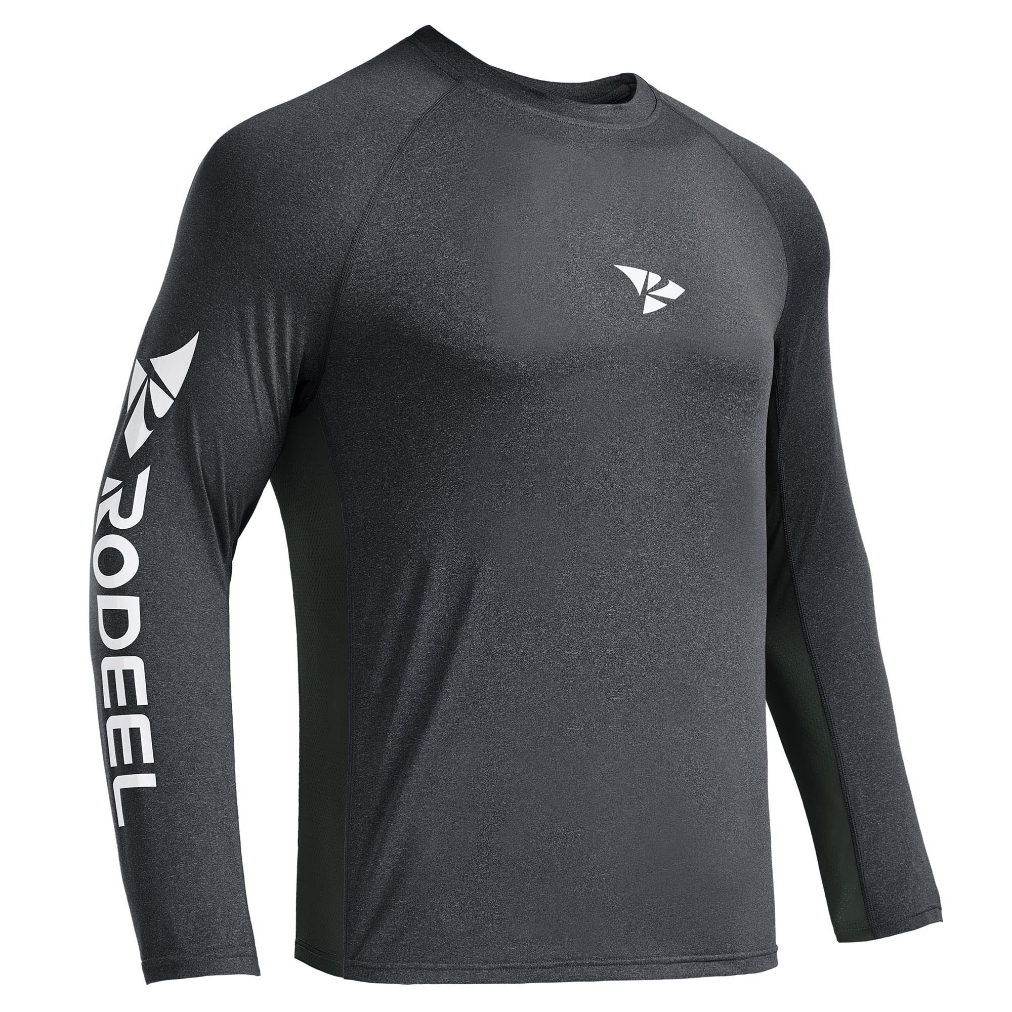 Rodeel Men's Running Fishing Shirt UPF 50+ Outdoor Athletic Performance Long Sleeve T-Shirt Grey