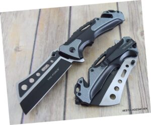 8 inch tactical rescue open folding pocket knife with clip outdoor survival hunting knife by survival steel