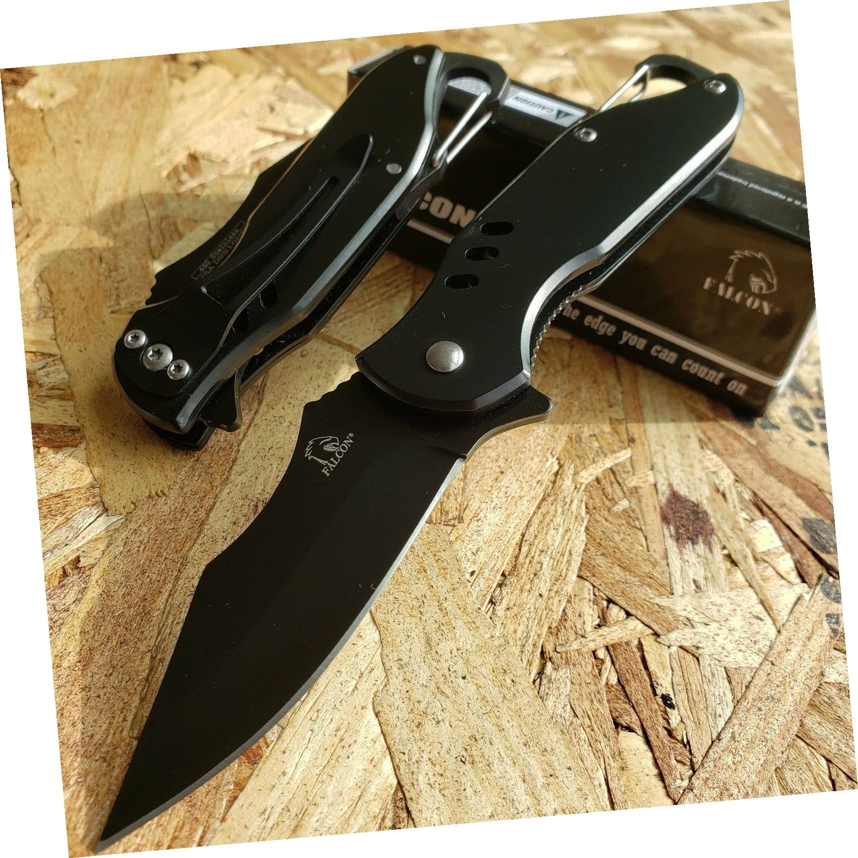 7" Mountain Climber`S Open Folding Pocket Knife Open Folding Carabiner Clip Outdoor Survival Hunting Knife by Survival Steel