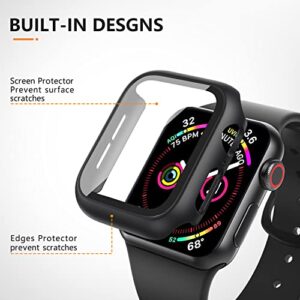 Mugust 3 Pack Case for Apple Watch Series 3 38mm Hard PC Case with Tempered Glass Screen Protector Waterproof Anti-Scratch HD Ultra-Thin Full Protective Cover for iWatch 38mm (Black)