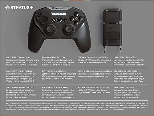 SteelSeries Stratus+ Bluetooth Gaming controller for Android & Windows - Mobile - Hall Effect Sensors - Clickable L3/R3