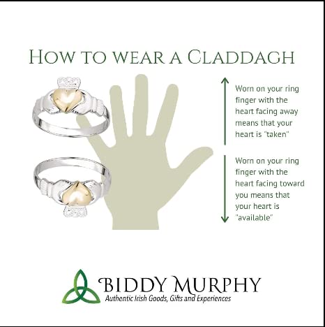 Biddy Murphy, Irish Claddagh Ring for Women Green Gem & Cubic Zirconia Wishbone Band Made in Ireland Size 8