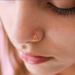 D.Bella Spiral Nose Ring for Single Piercing - Surgical Steel Nose Hoop in Silver, Rose Gold and Black