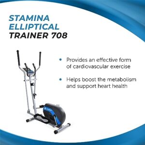 Stamina Elliptical Trainer 708 - Elliptical Training Machine with Bluetooth and Smart Workout App - Compact Standing Elliptical Machine for Home Workout - Up to 250 lbs Weight Capacity