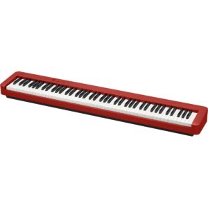 Casio CDP-S160 88-Key Compact Digital Piano Keyboard with Touch Response, Red Bundle with H&A Studio Headphones, Stand, Bench, Sustain Pedal